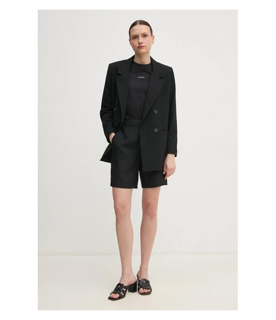 Λινό σορτς Calvin Klein χρώμα: μαύρο, K20K208380