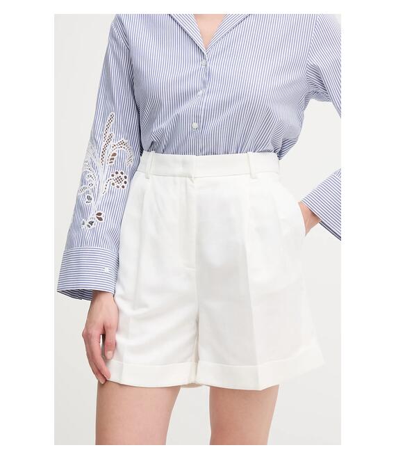 Λινό σορτς Tommy Hilfiger χρώμα: μπεζ, WW0WW47213