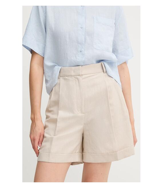 Λινό σορτς Tommy Hilfiger χρώμα: μπεζ, WW0WW44767