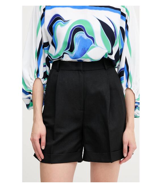 Λινό σορτς Tommy Hilfiger χρώμα: μαύρο, WW0WW44767