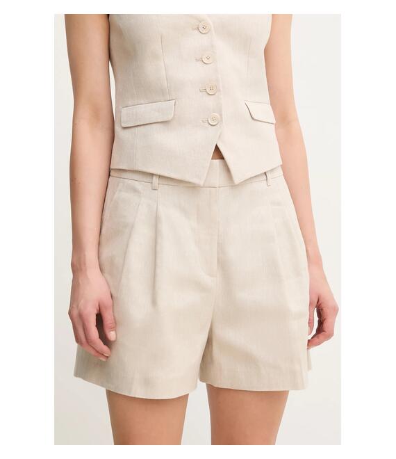 Σορτς από λινό MICHAEL Michael Kors χρώμα: μπεζ, MS53012H6R