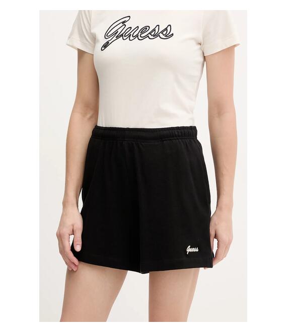 Βαμβακερό σορτσάκι Guess IRIS χρώμα: μαύρο, V5GD04 KCRZ1