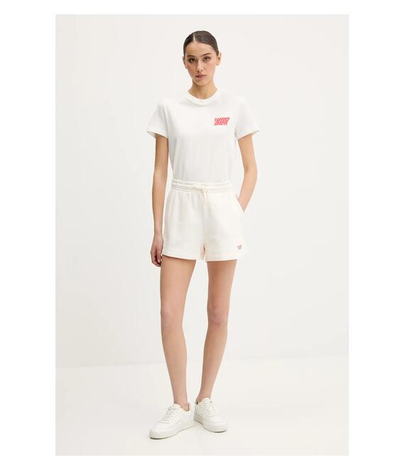 Βαμβακερό σορτσάκι Tommy Jeans χρώμα: μπεζ, DW0DW20353