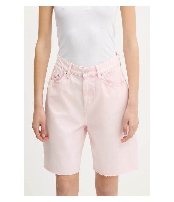 Τζιν σορτς Tommy Jeans χρώμα: ροζ, DW0DW21646