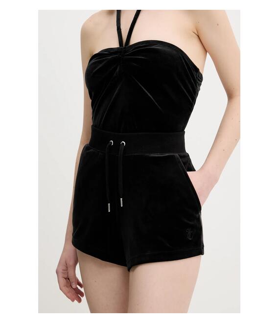 Βελούδινο σορτς Juicy Couture EVE POCKET χρώμα: μαύρο, JCBHS224801