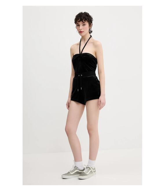 Βελούδινο σορτς Juicy Couture EVE POCKET χρώμα: μαύρο, JCBHS224801