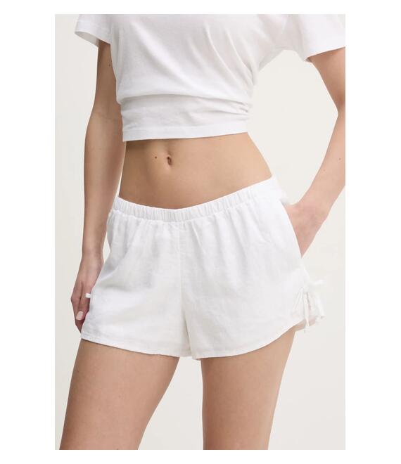 Σορτς από λινό Hollister Co. χρώμα: άσπρο, KI349-5077