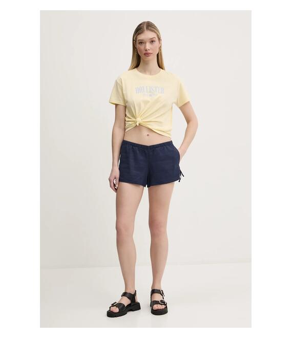Σορτς από λινό Hollister Co. χρώμα: ναυτικό μπλε, KI349-5077