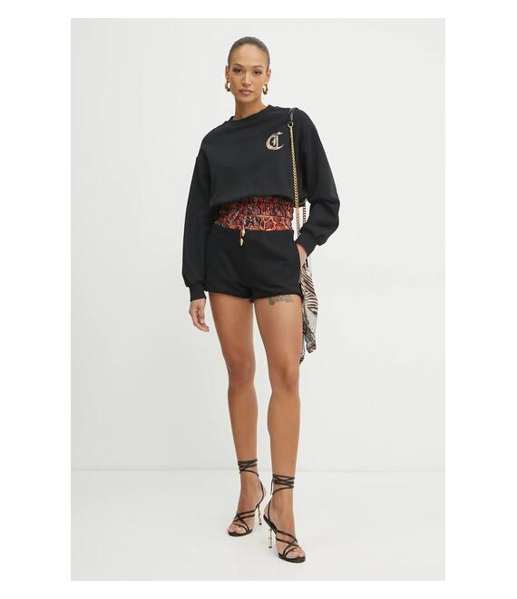 Βαμβακερό σορτσάκι Just Cavalli χρώμα: μαύρο, 78PADE01 CF100