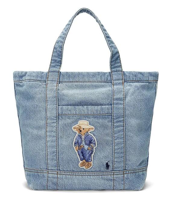 Βαμβακερή τσάντα Polo Ralph Lauren χρώμα: μπλε, 428960636
