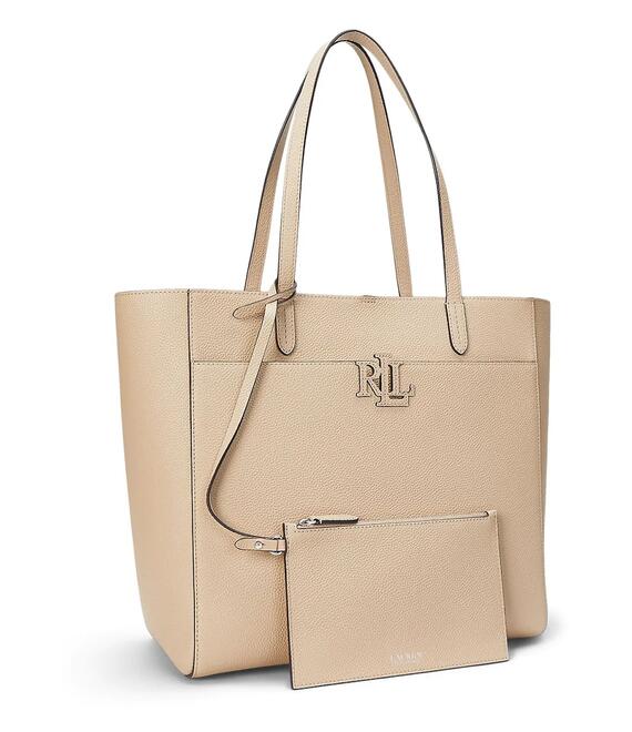Δερμάτινη τσάντα Lauren Ralph Lauren χρώμα: μπεζ, 431960183