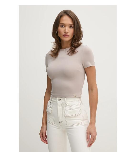 Μπλουζάκι Calvin Klein Jeans χρώμα: μπεζ, J20J224769