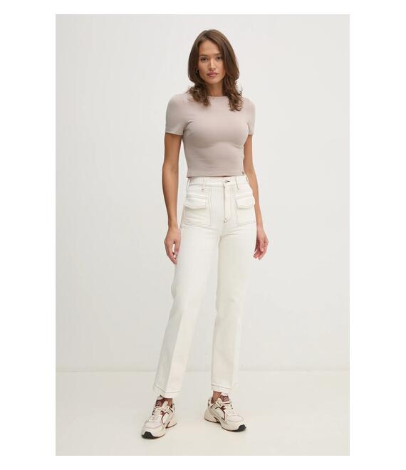 Μπλουζάκι Calvin Klein Jeans χρώμα: μπεζ, J20J224769