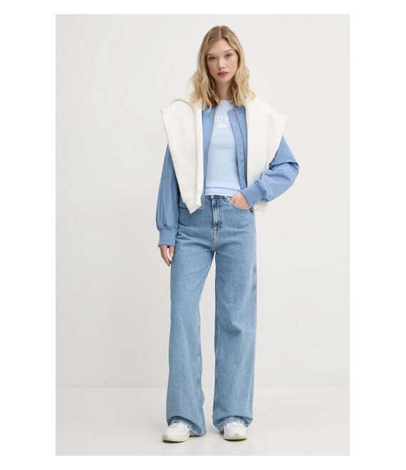 Βαμβακερό μπλουζάκι Tommy Jeans γυναικείο, χρώμα: μπλε, DW0DW19435