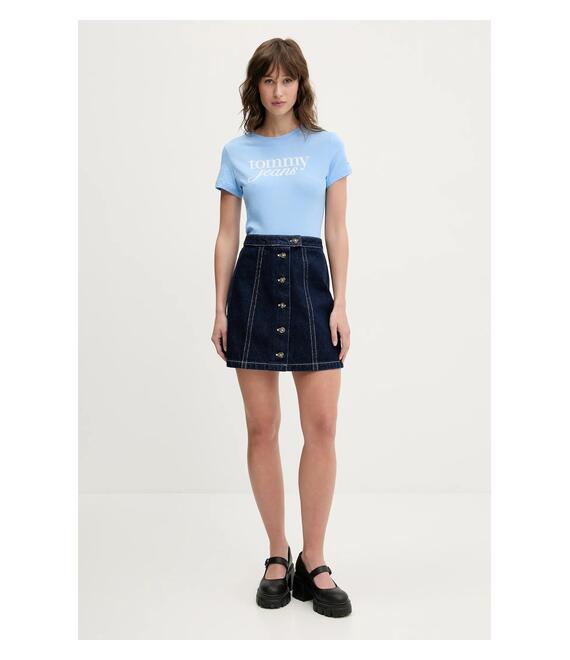 Βαμβακερό μπλουζάκι Tommy Jeans γυναικείο, χρώμα: μπλε, DW0DW19447