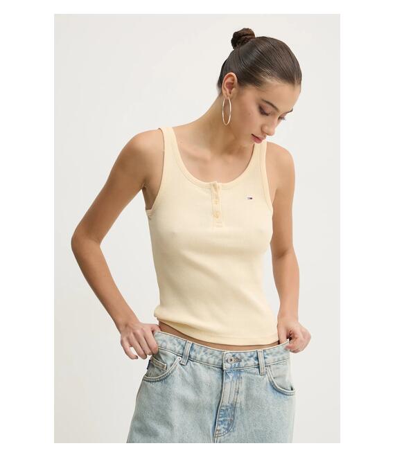 Top Tommy Jeans χρώμα: κίτρινο, DW0DW19492