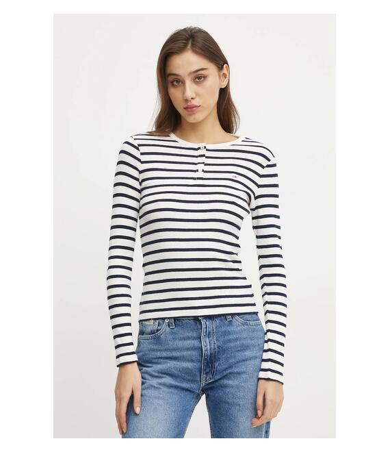 Βαμβακερή μπλούζα με μακριά μανίκια Tommy Jeans χρώμα: ναυτικό μπλε, DW0DW19501