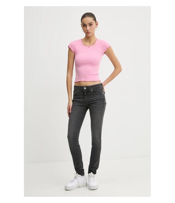 Μπλουζάκι Tommy Jeans χρώμα: ροζ, DW0DW19504