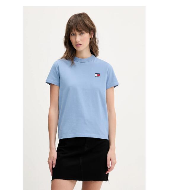 Βαμβακερό μπλουζάκι Tommy Jeans γυναικείο, χρώμα: μπλε, DW0DW20153