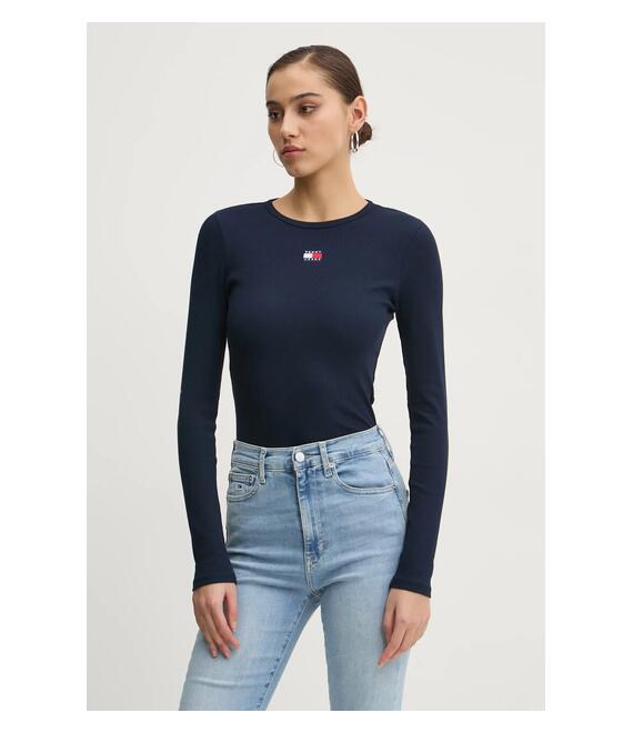 Μακρυμάνικο Tommy Jeans χρώμα: ναυτικό μπλε, DW0DW20178