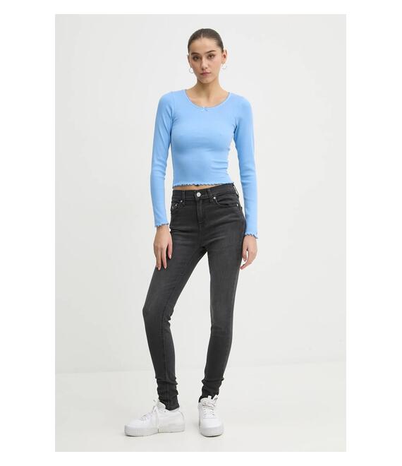 Μακρυμάνικο Tommy Jeans χρώμα: μπλε, DW0DW20277