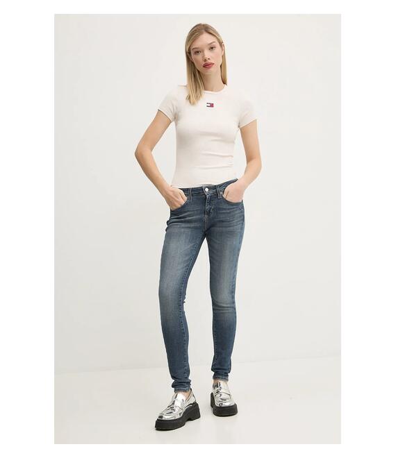 Μπλουζάκι Tommy Jeans χρώμα: μπεζ, DW0DW20463