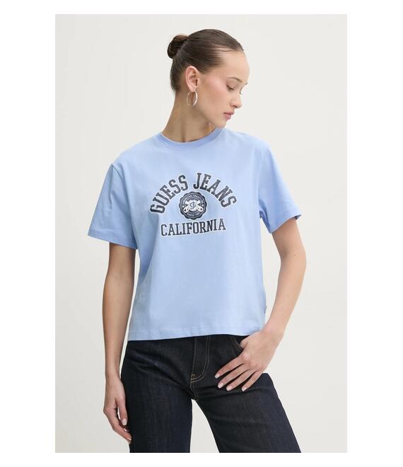 Βαμβακερό μπλουζάκι Guess Jeans χρώμα: τιρκουάζ, W5RI43 K8HM0