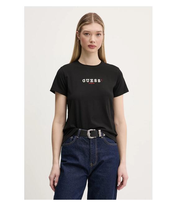 Μπλουζάκι Guess Jeans χρώμα: μαύρο, W5RI54 J1314