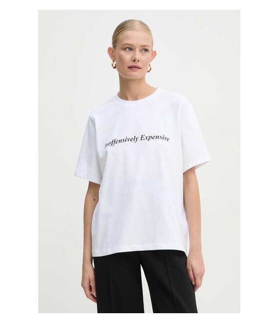 Βαμβακερό μπλουζάκι Victoria Beckham γυναικείο, χρώμα: άσπρο, 1125JTS006356A