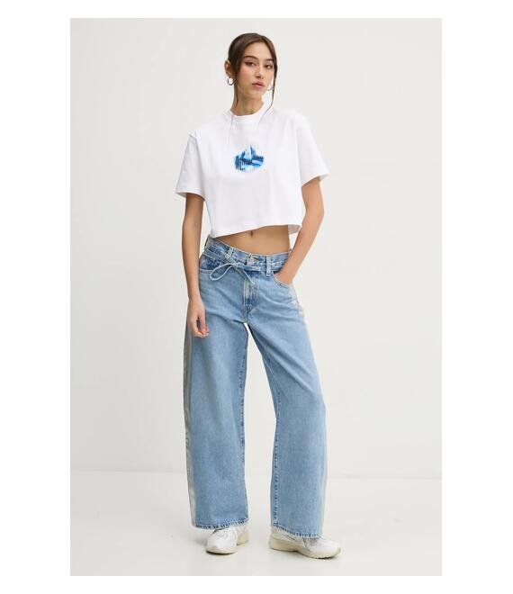 Βαμβακερό μπλουζάκι Karl Lagerfeld Jeans γυναικείο, χρώμα: άσπρο, A1W17109