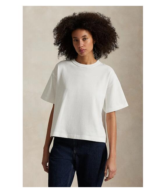 Βαμβακερό μπλουζάκι Polo Ralph Lauren γυναικείο, χρώμα: άσπρο, 211967106