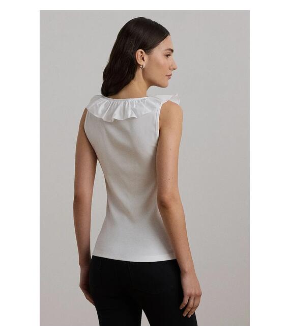 Βαμβακερό τοπ Lauren Ralph Lauren χρώμα: άσπρο, 200957654
