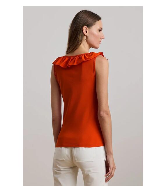 Βαμβακερό τοπ Lauren Ralph Lauren χρώμα: πορτοκαλί, 200957654