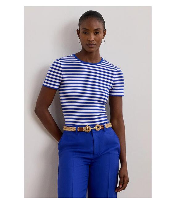 Βαμβακερό μπλουζάκι Lauren Ralph Lauren γυναικείο, χρώμα: μπλε, 200957662