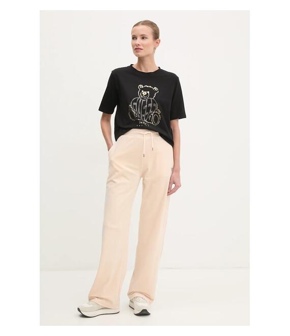 Βαμβακερό μπλουζάκι Guess RHINESTONE γυναικείο, χρώμα: μαύρο, V5RI09 I3Z14