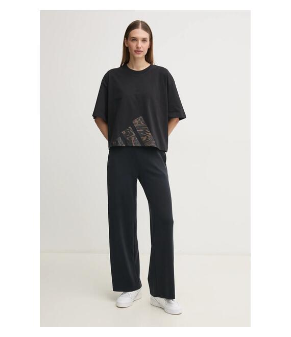 Βαμβακερό μπλουζάκι adidas Essentials Animal γυναικείο, χρώμα: μαύρο, JM5886