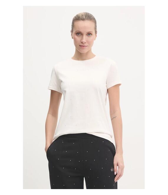 Μπλουζάκι Guess RHINESTONES χρώμα: μπεζ, V5RI18 I3Z14