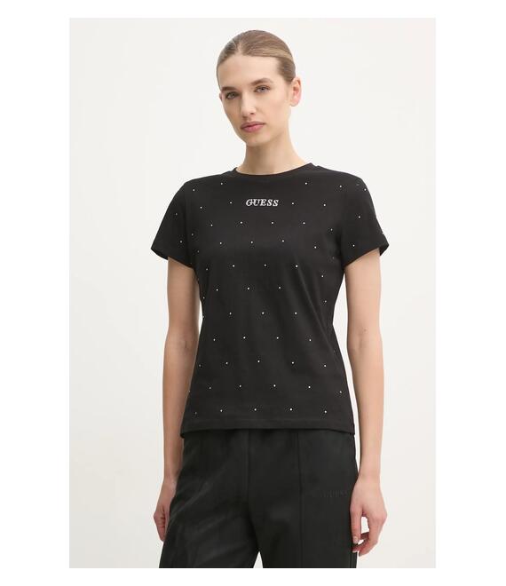 Μπλουζάκι Guess RHINESTONES χρώμα: μαύρο, V5RI18 I3Z14