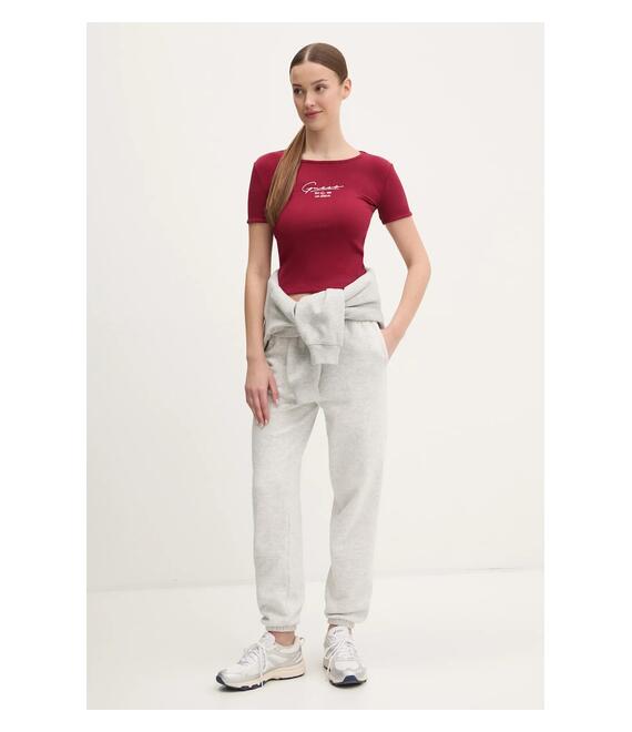 Μπλουζάκι Guess SUZANNE χρώμα: μπορντό, V5RP00 KBCO2