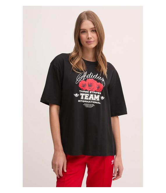 Μπλουζάκι adidas Originals FLOWER TEE χρώμα: μαύρο, JN6689
