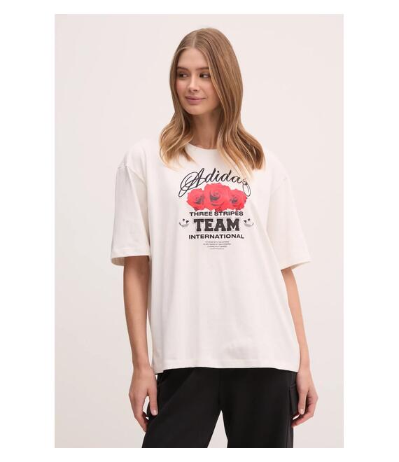 Μπλουζάκι adidas Originals FLOWER TEE χρώμα: μπεζ, JN6690