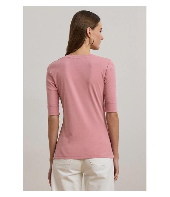 Βαμβακερό μπλουζάκι Lauren Ralph Lauren χρώμα: ροζ, 200815843