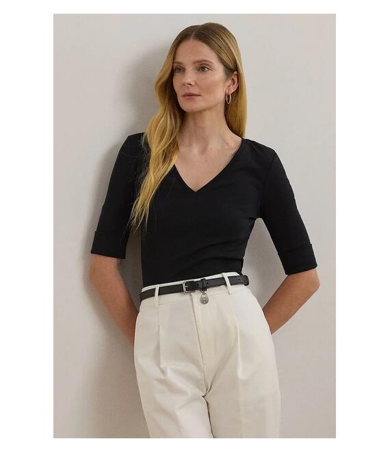 Βαμβακερό μπλουζάκι Lauren Ralph Lauren χρώμα: μαύρο, 200815843