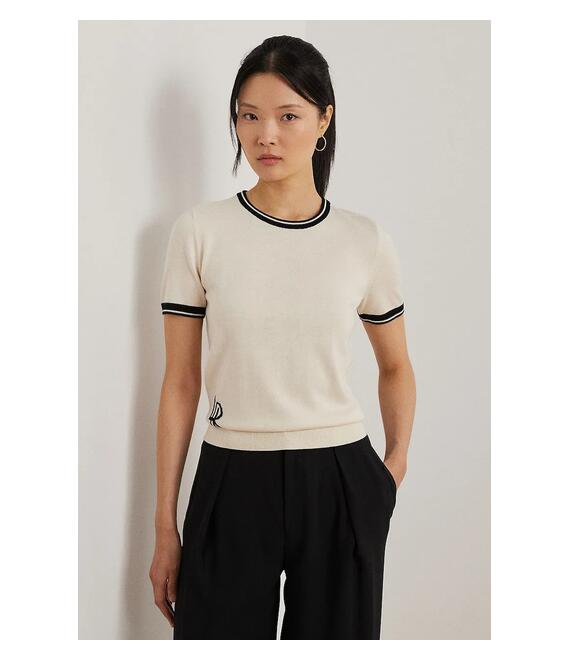 Βαμβακερό μπλουζάκι Lauren Ralph Lauren χρώμα: μπεζ, 200963659