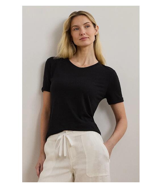 Λευκό μπλουζάκι Lauren Ralph Lauren γυναικείο, χρώμα: μαύρο, 200963871