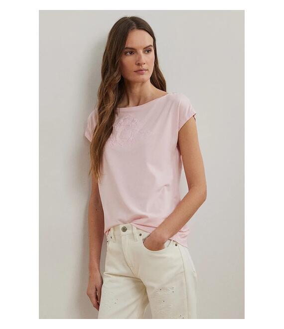 Βαμβακερό μπλουζάκι Lauren Ralph Lauren χρώμα: ροζ, 200963873