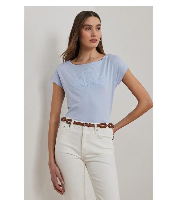 Βαμβακερό μπλουζάκι Lauren Ralph Lauren χρώμα: μπλε, 200963873
