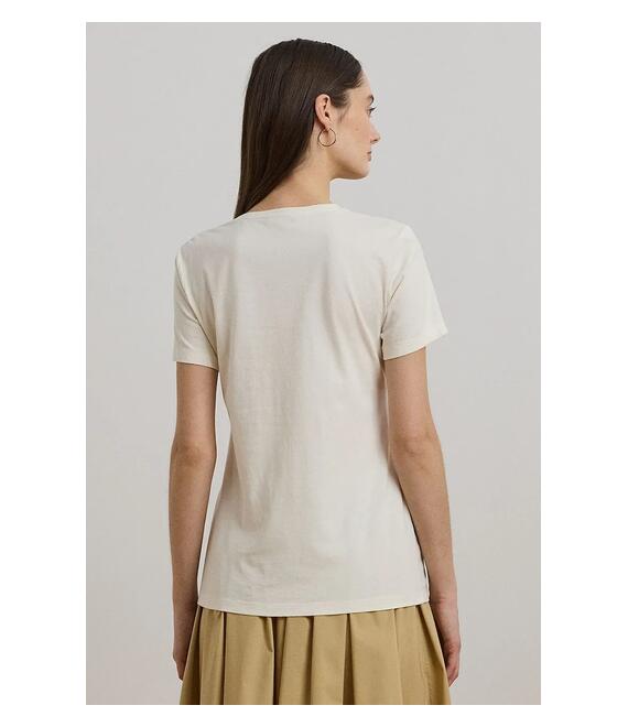 Βαμβακερό μπλουζάκι Lauren Ralph Lauren χρώμα: μπεζ, 200963950