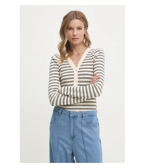 Μακρυμάνικο Dkny χρώμα: μπεζ, DJ4T1327