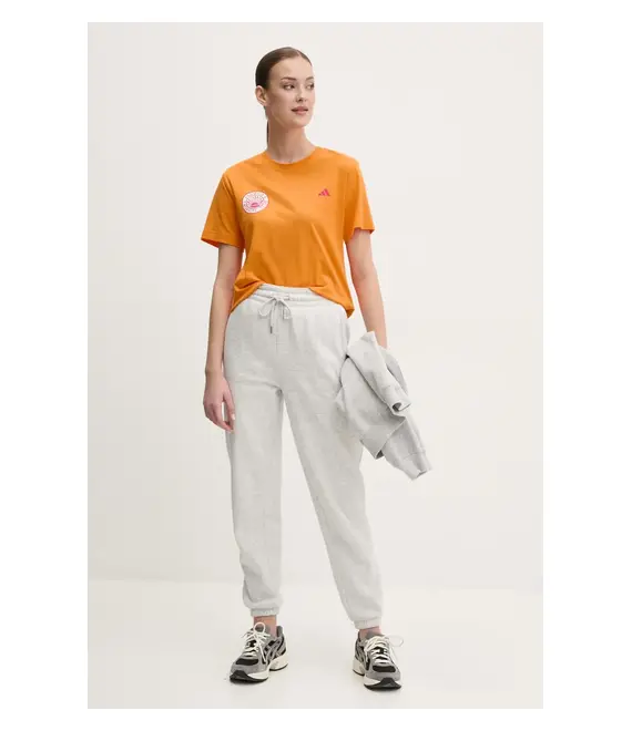 Βαμβακερό μπλουζάκι adidas x Farm Rio γυναικείο, χρώμα: πορτοκαλί, JD6293